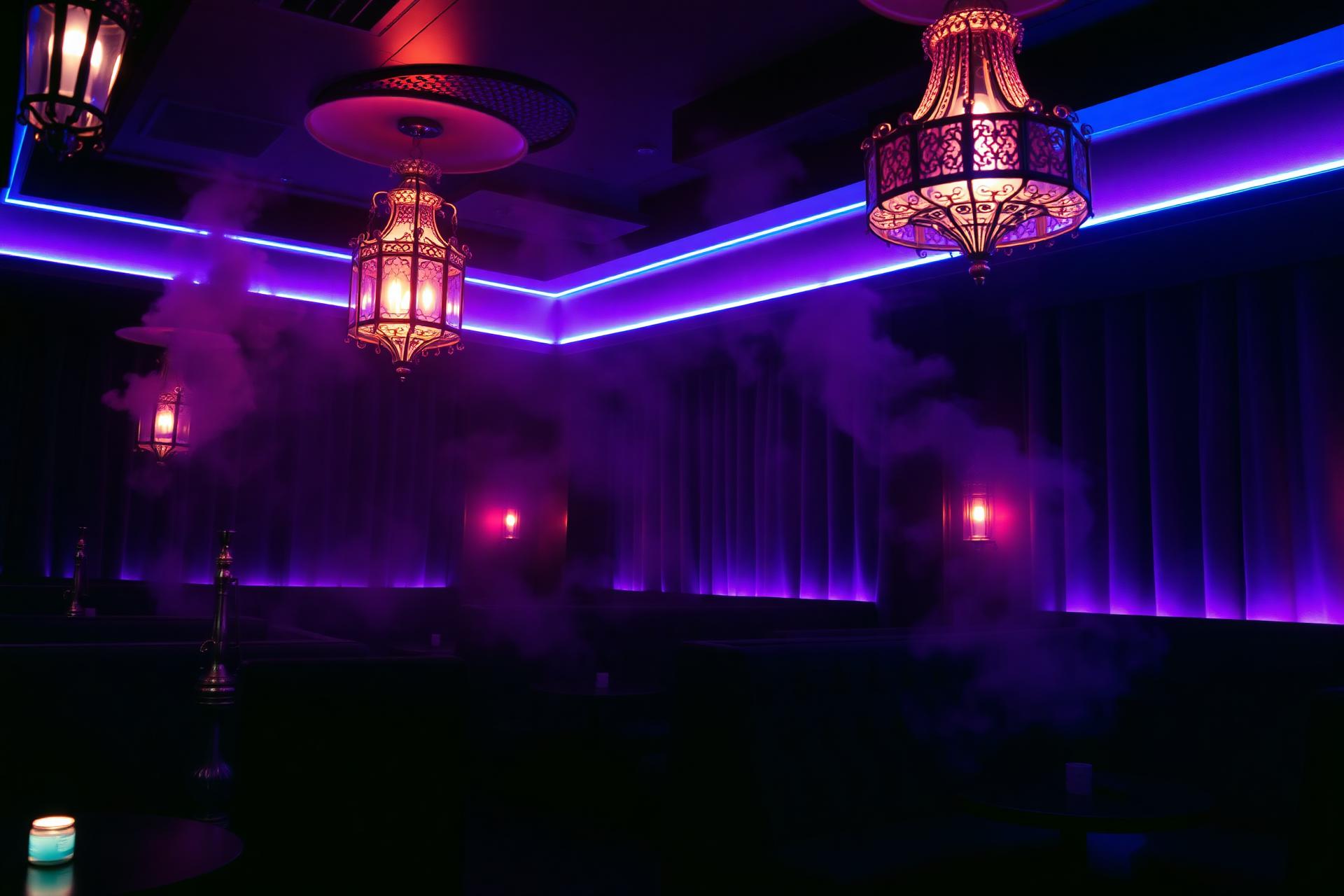 Ilford Shisha Lounge interior with neon lighting